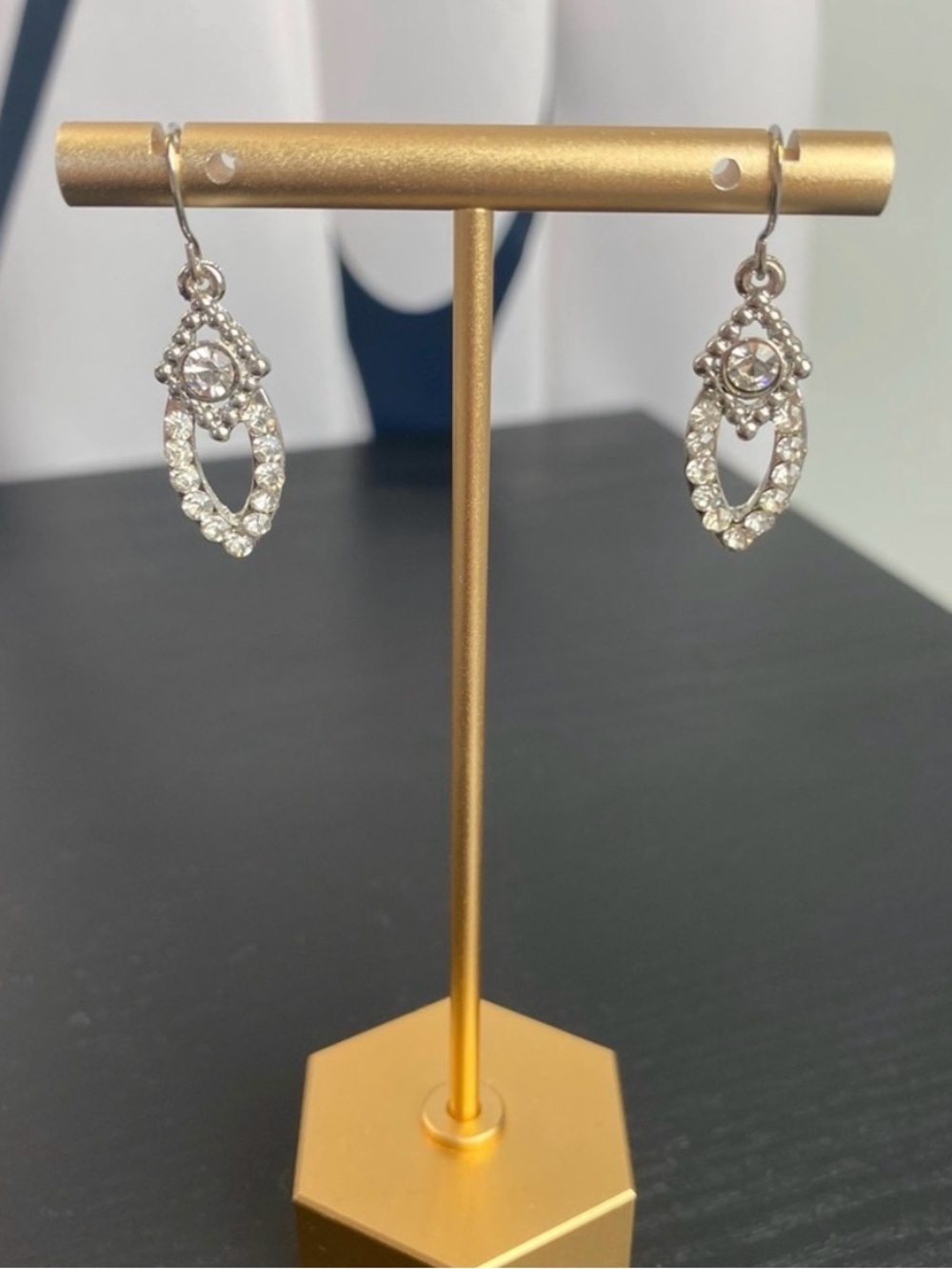 Crystal Drop Dangle Earrings - Silver Tone